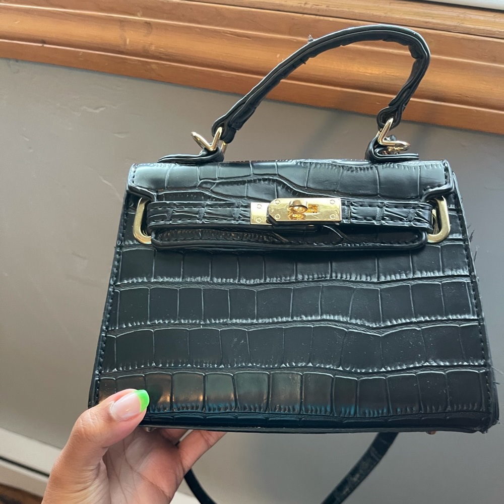 NOWT Black croc crossbody